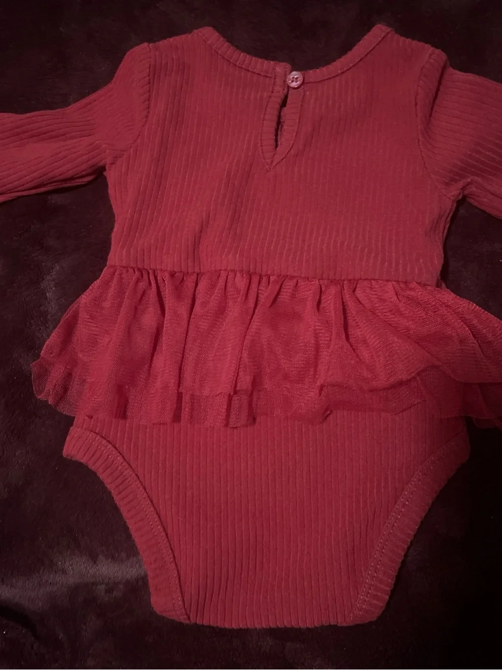 Carter's burgundy girl Ribbed Ruffle Bodysuit long  & Leggings Set 3 months
